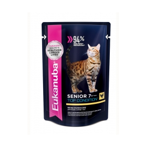 Eukanuba CAT ADULT CHICKEN +7 влажный корм для кошек старше 7 лет, соус (курица) 85гр