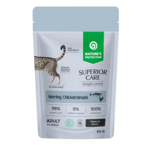 Nature's Protection SC Weight Control GRAIN FREE влажный корм для контроля веса кошек, (сельдь,куриная грудка) 85г