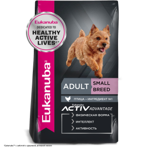Eukanuba Корм сухой для взрослых собак мелких пород (птица), 800г