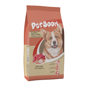 Petboom сухой корм для собак средних пород (мясо) 10кг