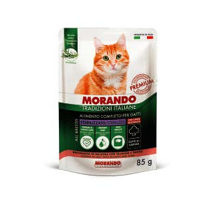 Morando Tradizioni It Sterilized пресервы для стерилизованных кошек, с лососем и тунцом, кусочки в желе 85гр