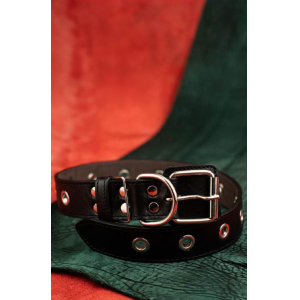 Ошейник из натуральной кожи, цвет черный 50см