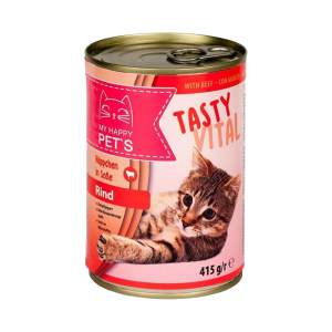 My Happy Pets Полноценный корм для котов с говядиной (415г)