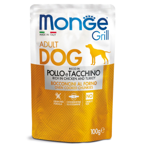 Влажный корм Monge Dog Grill для собак с курицей и индейкой, пауч100 г