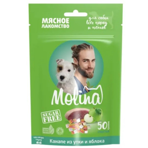 Molina Лакомство для собак всех пород и щенков "Канапе из утки и яблока", 50г