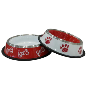 Миска на резинке  № 1 дизайн "лапки" и "косточки" (0,45 л)