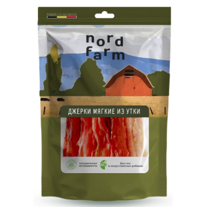 Лакомства для собак Джерки мягкие из утки NORD FARM 90г