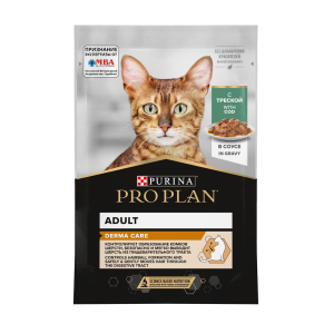 Purina Pro Plan Корм консервированный для кошек с чувствительной кожей (треска в соусе), 85г