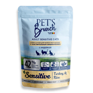 Pet's Brunch Корм сухой для кошек, с чувствительным пищеварением (индейка), 400г