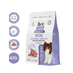Brit Care Mini Adult Sensitive Healthy Digestion сухой корм для взрослых cобак мини пород с индейкой и ягненком "Чувствительное  пищеварение"