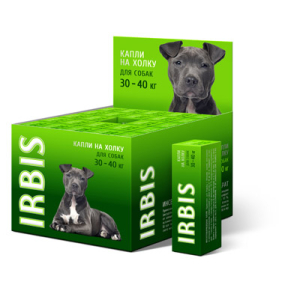 ИРБИС капли на холку для борьбы с блохами, вшами, клещами у собак от 30 до 40 кг, 1пипетка/4мл