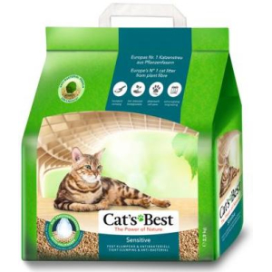 Cat’s Best Sensitive Наполнитель древесный для кошачьего туалета (с антибактериальной добавкой), 20л