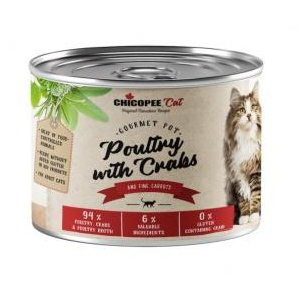 Chicopee Консервы для взрослых котов (домашняя птица, краб), 195г