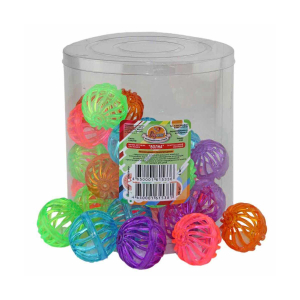 Мячик для кошек пластмассовый звенящий "полоска" (4 см.)  1 шт из упак