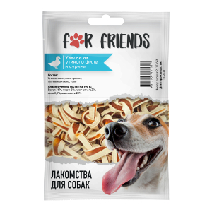 For Friends Лакомство для собак (узелки из утиного филе и сурими), 50г
