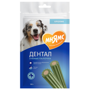 Лакомство Мнямс ДЕНТАЛ для собак "Зубные палочки" с хлорофиллом и кроликом 100 гр