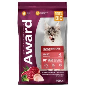 Award Indoor big cats для взрослых домашних кошек крупных пород (Говядина, курица)