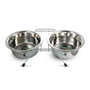Triol Миска металлическая на подставке для питомца, 2х0,4л