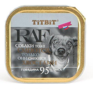 TiTBiT RAF Консервы для ссобак (говядина), 100г