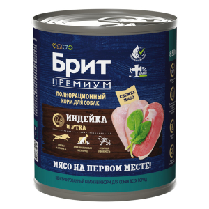 Брит влажный корм для собак (индейка, утка) 850гр