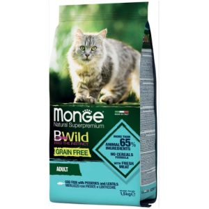 Monge Cat BWild GRAIN FREE сухой корм для кошек, беззерновой, из трески,1,5кг