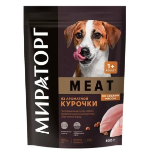 Мираторг Meat сухой корм  для  собак взрослых мелких пород, с ароматной курочкой,0,5кг