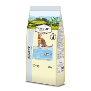 Chat&Chat Expert Сухой корм для взрослых кошек (тунец, горох), 14кг