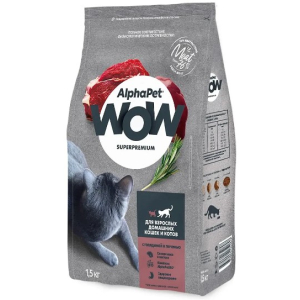 AlphaPet WOW Superpremium Cat Indoor для взрослых домашних кошек (Говядина с печенью), 350гр