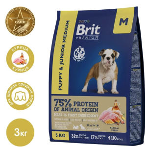 Brit Premium Корм сухой для щенков средних размеров (курица), 3кг