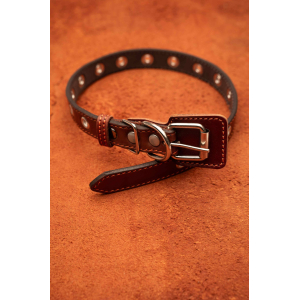 Оошейник из натуральной кожи, цвет светло-коричневый с рыжей нитью 55см