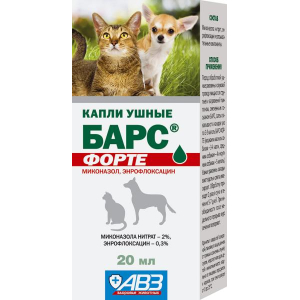 Барс Форте Лекарственное средство для лечения отитов у собак и кошек, 20мл