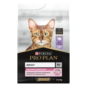 Pro Plan Корм сухой для кошек с чувствительным пищеварением (индейка), 3кг