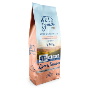 Pet's Brunch сухой корм для стерилизованных кошек с 6 месяцев с печенью 2кг