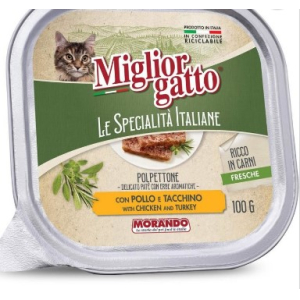 Miglior gatto Le Specialità Italiane для кошек паштет с курицей и индейкой,100гр