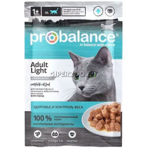 ProBalance Light для кошек малоактивных и склонных к избыточному весу,85г