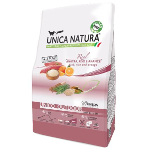 Unica Natura Корм сухой для кошек, гуляющих на улице (утка, рис, апельсин) 1,5кг