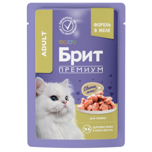 Brit Корм консервированный для взрослых кошек (форель в желе), 85г