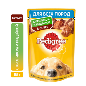 Pedigree Корм консервированный для собак (кролик, индейка в соусе), 85г