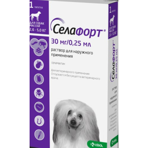 Селафорт Капли противопаразитные для собак от 2,6 до 5кг, 1 пип