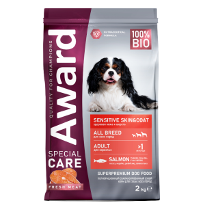 Сухой корм AWARD SPECIAL CARE Sensitive Skin&Coat для взрослых собак всех пород для здоровой кожи и шерсти со свежим лососем  2кг