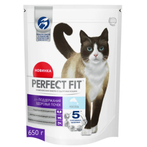 Перфект Фит сухой корм для кошек Здоровые почки с лососем,650гр
