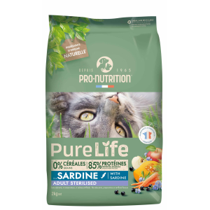 Flatazor Pure Life Sterilized Cat сухой корм для стерилизованных кошек, склонных к полноте (сардинами) 2кг