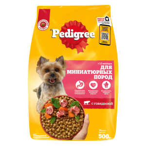 PEDIGREE Сухой корм для взрослых собак мелких пород с говядиной 500 г  годен до 11.02.2026