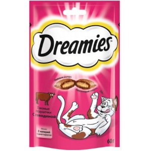 Лакомство Dreamies для взрослых кошек с добавлением говядины, 60г