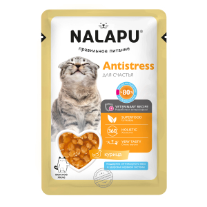 Nalapu Antistress влажный корм для кошек для снижения стресса, желе (курица, экстракт родиолы розовой) 77гр