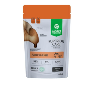 Nature's Protection SC RED Coat GRAIN FREE влажный корм для собак c ярким окрасом шерсти (лосось, криль) 85г