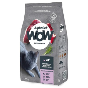 AlphaPet WOW Superpremium Cat Indoor для взрослых домашних кошек (Утка с потрошками), 350гр