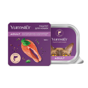 Yumster для кошек паштет с лососем,100гр