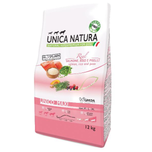 Unica Natura Корм сухой для собак средних, крупных и гигантских пород (семга, рис и горох), 2,5кг