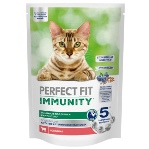 Perfect Fit Immunity сухой корм для кошек (говядина) 580гр